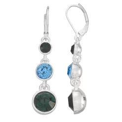 Napier Silver Tone Simulated Crystal Linear Drop Earrings