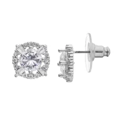 Napier Cubic Zirconia Halo Stud Earrings