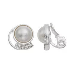 Napier Simulated Pearl Cabochon Clip On Earrings