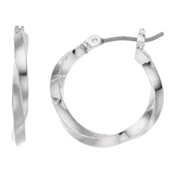 Napier Silver Tone Crisscross Hoop Earrings
