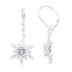 Women's Napier Silver-Toned Cubic Zirconia Leverback Drop Earrings