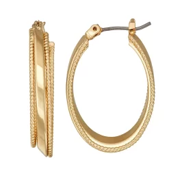 Napier Gold Tone Layered Textured Hoop Earrings