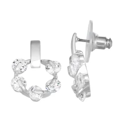 Napier Silver Tone & Simulated Crystal Doorknocker Earrings