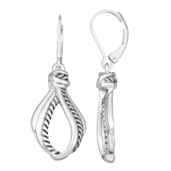 Napier Silver Tone Twisted Textured Drop Earrings