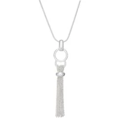 Napier Silver Tone Tassel Necklace
