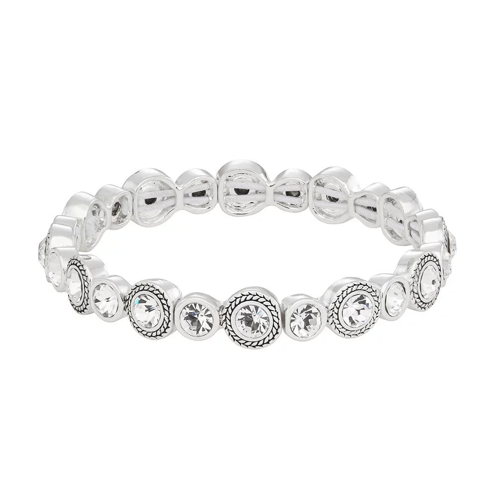 Napier Silver Tone Simulated Crystal Stretch Bracelet 1 Napier Silver Tone Simulated Crystal Stretch Bracelet