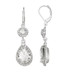 Napier Silver Tone Dazzle Teardrop Earrings