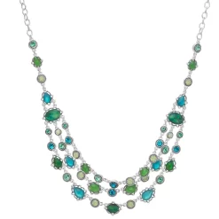 Napier Silver Tone Blue & Green Simulated Crystal Multi-Strand Necklace