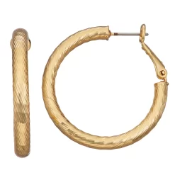Napier Gold Tone Enchanted Textured Hoop Earrings