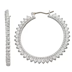 Napier Silver Tone Social Simulated Crystal Hoop Earrings