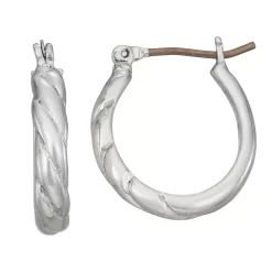 Napier Silver Tone Casual Twist Hoop Earrings