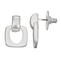 Napier Silver Tone Tailored Doorknocker Earrings