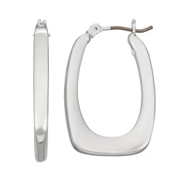 Napier Silver Tone Tailored Oval Hoop Earrings