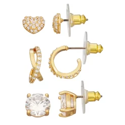 Napier Gold Tone Social Stud Hoop Set