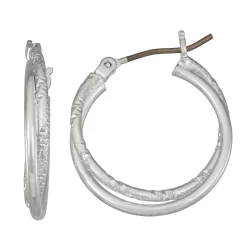Napier Silver Tone Blast Twist Hoop Earrings