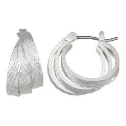 Napier Silver Tone Thick Triple Hoop Earrings