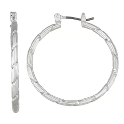 Napier Silver Tone Medium Textured Hook Earrings