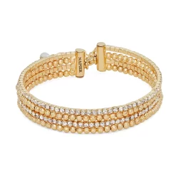 Napier Gold Tone Twist Coil Simulated Crystal Bracelet