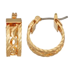 Napier Gold Tone Small Layered Click-It Hoop Earrings