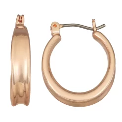 Napier Rose Gold Tone Open Layered Click-It Hoop Earrings