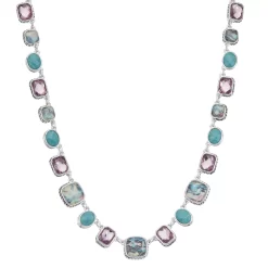 Napier Silver Tone Blue Cluster Collar Necklace