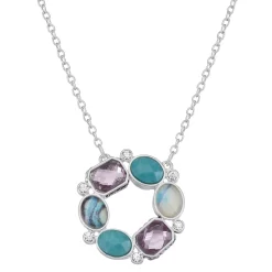 Napier Silver Tone Blue Cluster Pendant Necklace