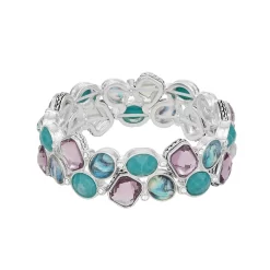 Napier Silver Tone Cluster Stretch Bracelet