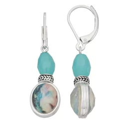 Napier Silver Tone Cluster Double Drop Earrings