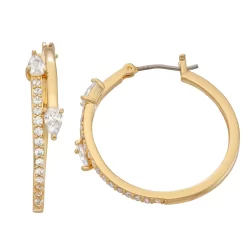 Napier Gold Tone Cubic Zirconia Hoop Earrings