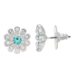 Napier Silver Tone Social Flower Stud Earrings