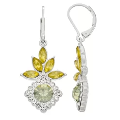 Napier Silver Tone Social Flower Cluster Drop Earrings