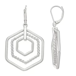 Napier Silver Tone Large Orbital Drop Earrings