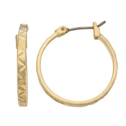 Napier Gold Tone Textured Hoop Earrings