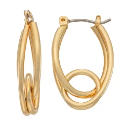 Napier Gold Tone Oval Loop Hoop Earrings