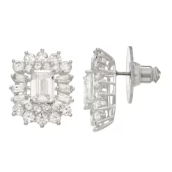 Napier Silver Tone Simulated Crystal Stud Earrings