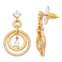 Napier Gold Tone Simulated Crystal Orbital Drop Earrings