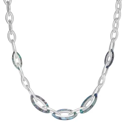 Napier Silver Tone Abalone Links Collar Necklace