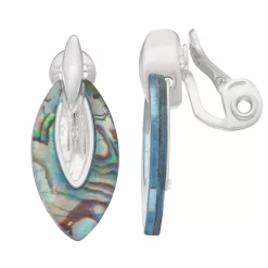 Napier Silver Tone Abalone Doorknocker Earrings