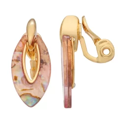 Napier Gold Tone Abalone Doorknocker Earrings