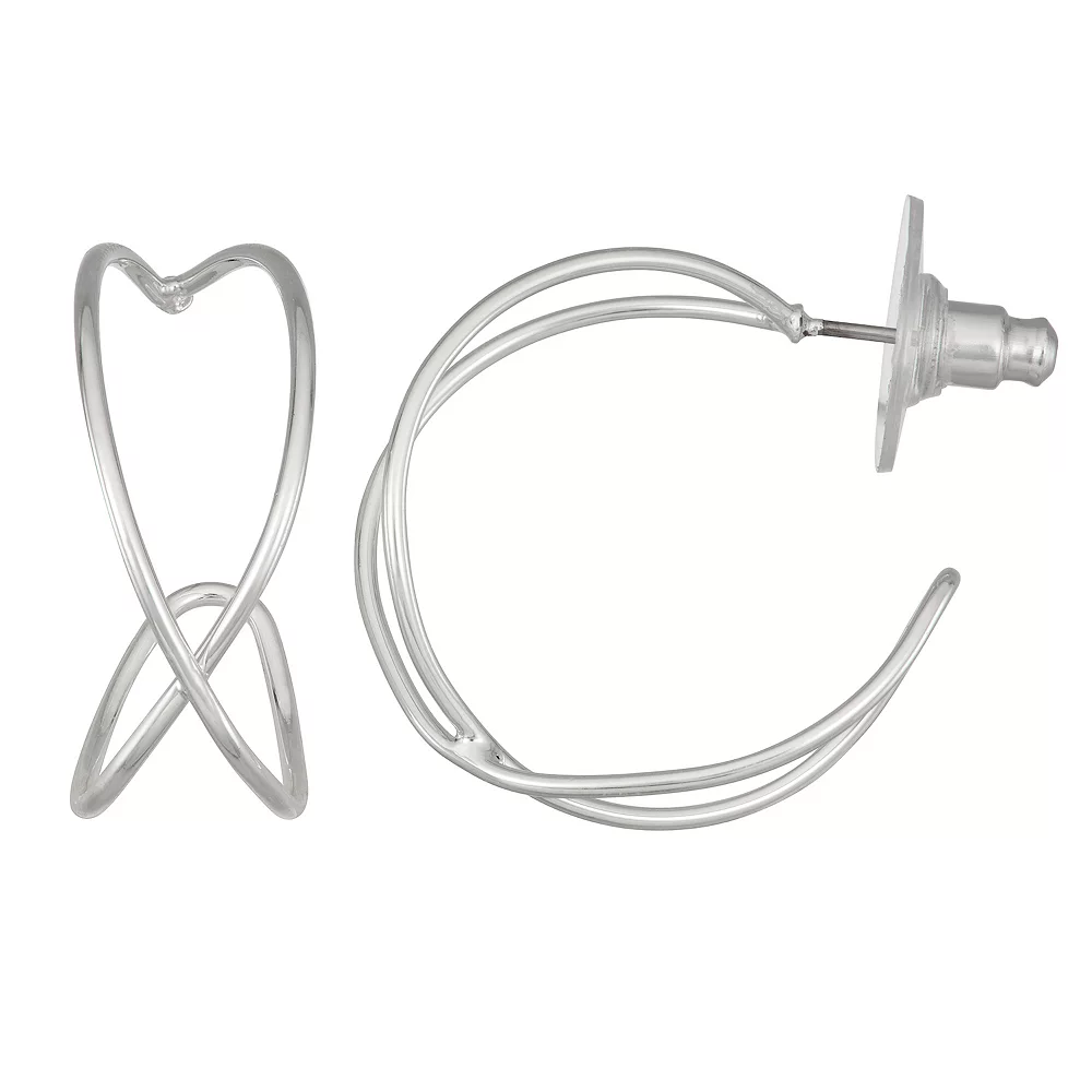 Napier Criss Cross Wire C-Hoop Earrings 1 Napier Criss Cross Wire C-Hoop Earrings