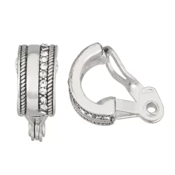 Napier Silver Tone Textured C-Hoop Clip-On Earrings