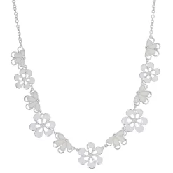 Napier Silver Tone Flower Blossoms Collar Necklace