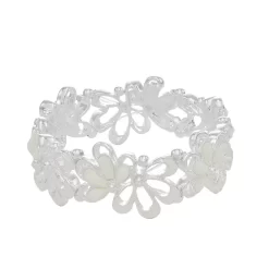Napier Silver Tone Flower Blossoms Stretch Bracelet