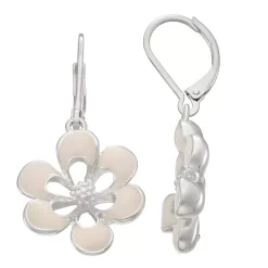Napier Silver Tone Flower Blossom Drop Earrings