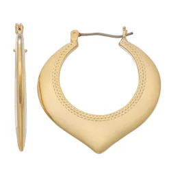 Napier Gold Tone Petal Hoop Earrings