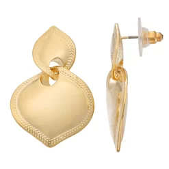 Napier Gold Tone Petal Double Drop Earrings