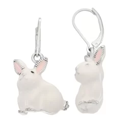 Napier Silver Tone Easter Bunny Drop Earrings