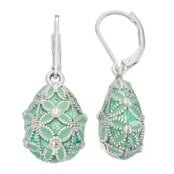 Napier Silver Tone Easter Egg Drop Earrings