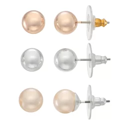 Napier Silver Tone Simulated Pearl Pearly Dreams Stud Earrings Trio Set