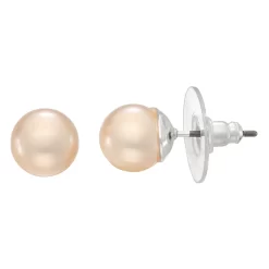 Napier Silver Tone Pink Simulated Pearl Pearly Dreams Stud Earrings